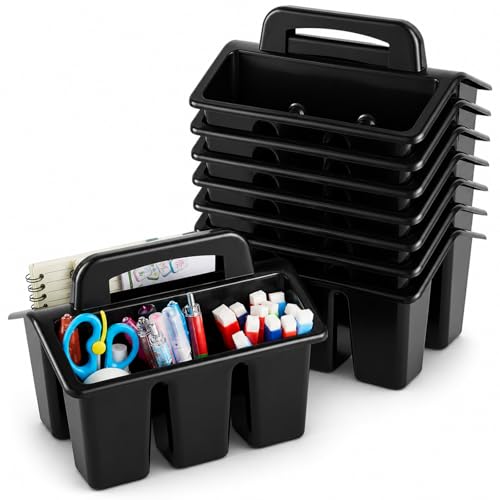 gisgfim 8 Pack Black Classroom Caddy Table Organizer with Handle - color: Black