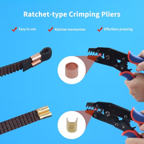 FYSETC 3D Printer Accessories Belt Tool: 2GT Metal Clamp Heavy Duty Press Pliers with 40Pcs Copper Buckles Wire Cable Connector for Build Printing Project Drive