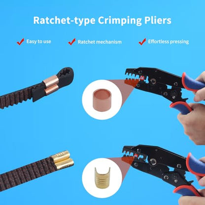 FYSETC 3D Printer Accessories Belt Tool: 2GT Metal Clamp Heavy Duty Press Pliers with 40Pcs Copper Buckles Wire Cable Connector for Build Printing Project Drive