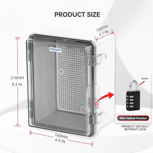 Mollom Transparent Cover Outdoor Junction Box (8.3x6.3x5.1In) - size: 8.3x6.3x5.1"