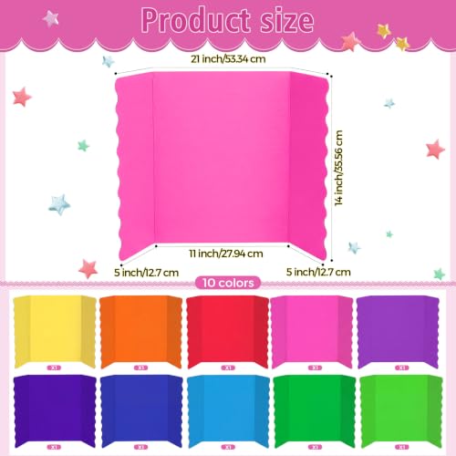 Mooliwe 10 Pack Scalloped Trifold Poster Board, 21" x 14", Rainbow - color: Rainbow, size: 21" X 14"