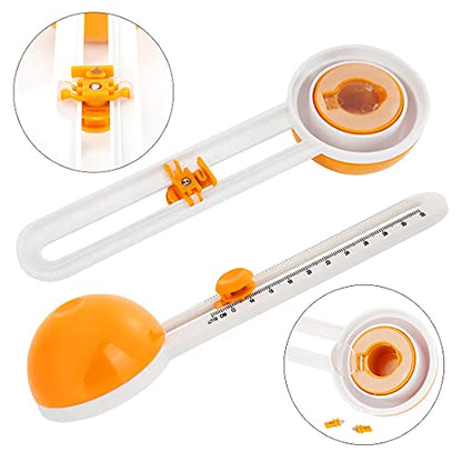 Circular Paper Cutter Cut Circle Paper Trimmer Scrapbooking Tool Rotary Cutter Craft Supplies, Round Cutting Knife Cards Cutters (included 3 blades) (Orange)