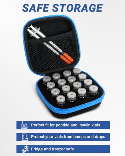 16 Slots 3ml Peptide Case, Insulin Vial Holder, Peptide Storage Case for Fridge and Travel, Fits 1ml 3ml Standard Vials, Diabetic Supplies (Case Only) - size: 16 Slots
