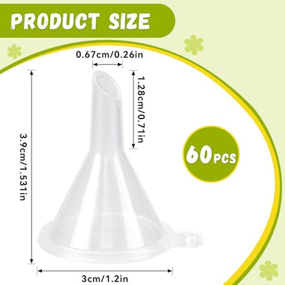 60 Pcs Mini Clear Plastic Funnel, Little Small Funnel Set Kit for Lab Bottles Essential Oils Perfumes Powder Spices Sand Art Capsule Kitchen - color: Clear-60pcs