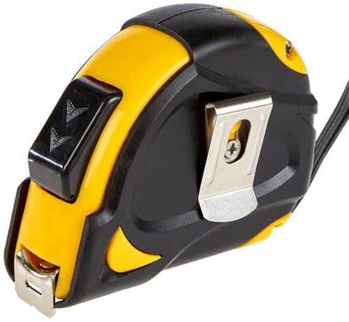 Amazon Basics Self-Locking Tape Measure with Belt Clip, 16-Feet (5-Meters), Inch/Metric Scale, MID Accuracy, Black, Yellow - color: Black, Yellow, size: 4.9 m