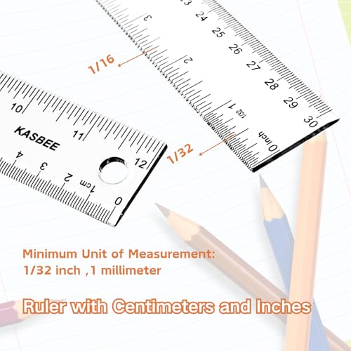 12 Inch Rulers, Clear Plastic, 2PCS - size: 12 Inch + 12 Inch
