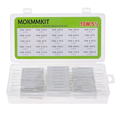 25 Values 10W Ceramic Cement Resistor Kit 100 Ohm - 100K Ohm - size: 100Ω-100K Ω 50PCS