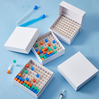 Teenyyou 18 Pcs 81 Wells Cardboard Freezer Box for 1.5-2.0ml Tubes, White - color: White, size: 81 Wells, 1.5-2.0 ml