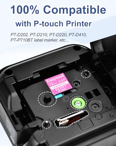 5 Pack Compatible with P-Touch TZe-MQP35 TZ-MQP35 White on Berry Pink 12mm 0.47'' Laminated Label Tape Replacement for Ptouch PT-H100 PT-D200 D210 D400 PT-P700 PT-1000 PT-2030 Label Maker - color: White on Betty Pink, size: 12mm