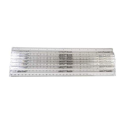 hand2mind Clear 12” Safe-T Plastic Ruler Set, Safety Ruler with Inches, Centimeters, and Millimeters, Semi-Flexible Ruler for Kids, Rulers Bulk for Classroom, School Supplies for Teachers (Set of 24)