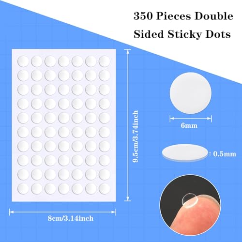 JUNEBRUSHS 350 Pieces Double Sided Sticky Dots, Sticky Tack for Wall Hanging Removable Poster Putty Clear Round Putty No Trace Adhesive Sticky Putty for Balloon Craft DIY Art Office Supplies (6 mm) - size: 6mm