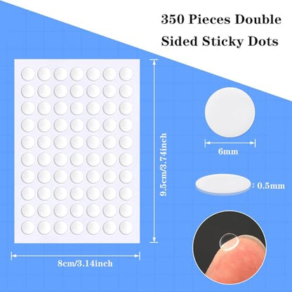 JUNEBRUSHS 350 Pieces Double Sided Sticky Dots, Sticky Tack for Wall Hanging Removable Poster Putty Clear Round Putty No Trace Adhesive Sticky Putty for Balloon Craft DIY Art Office Supplies (6 mm) - size: 6mm