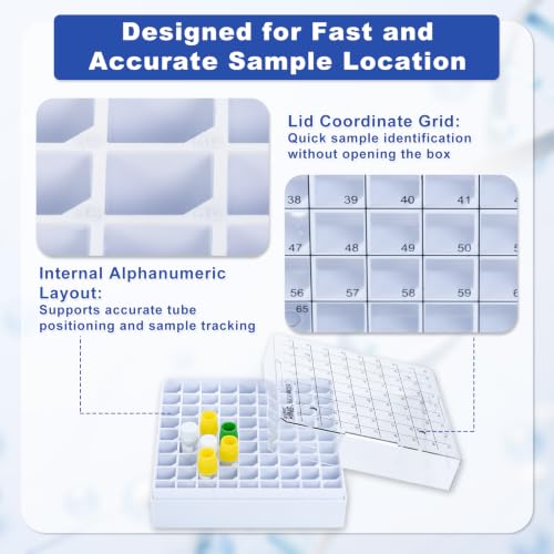 2in PC Cryo Boxes, 81-Well Tube Racks, Case of 20, White - color: White, size: 2in,81-well