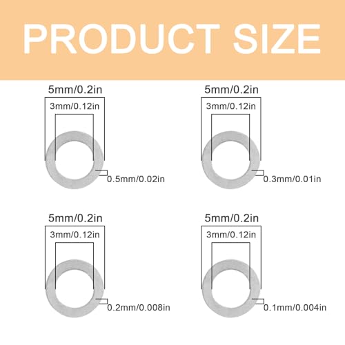 M3 x 5mm 304 Stainless Steel Shim Washers, Precision Spacers - size: M3x5