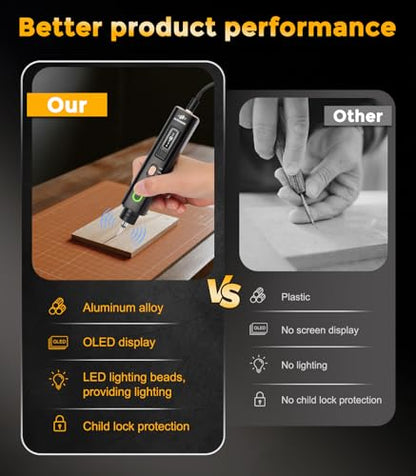 40kHz Ultrasonic Cutter Knife with OLED Display – Precision Cutting & Polishing Tool for 3D Printing, Model Making & DIY – 4 Modes, Stable Power for Plastic, Resin, Wood, Leather (50 Blades)