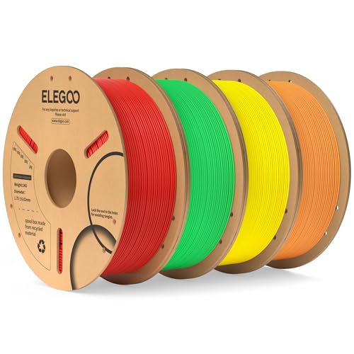 ELEGOO PLA 3D Printer Filament 1.75mm 4KG Red/Yellow/Orange/Neon Green - color: Red/Yellow/Orange/Neon Green), size: 4kg