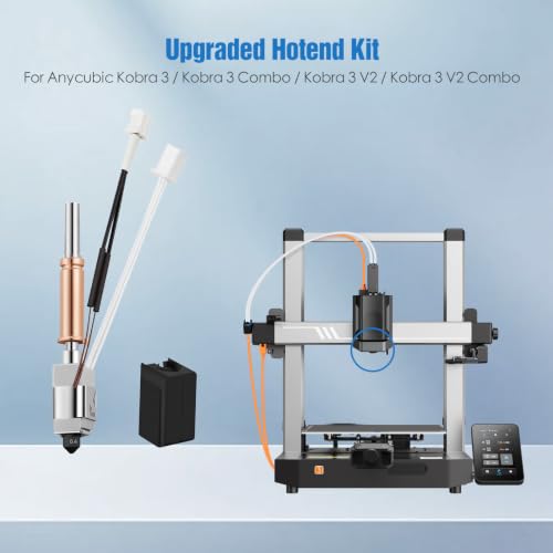 Upgraded Hotend Kit for Anycubic Kobra 3, Kobra 3 Combo, Kobra 3 V2 & Kobra 3 V2 Combo, 0.4mm Hardened Steel Nozzle Replacement, 3D Printer Accessories - color: Kobra 3 Hotend Kit (Hardened Steel Nozzle)