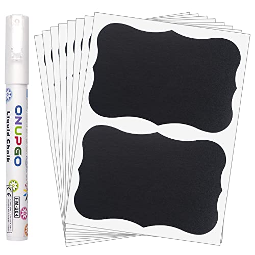 ONUPGO Large Chalkboard Labels (48 Pack), 4 x 6 Reusable Blackboard Stickers Waterproof Chalkboard Sticker for Jars, Parties Decoration, Craft Rooms, Weddings, Storage, Organize Your Home & Kitchen - size: 4" x 6", style: 48 Pack Wavy Shape