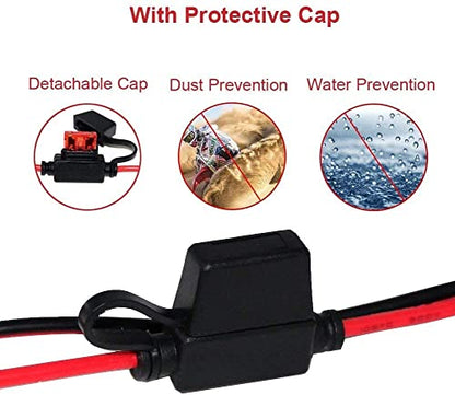 (5PACK)1.5FT 12V Battery Alligator Clip to SAE 2Pin Quick Disconnect Cable SAE to Battery Clamp Cable 7.5A Fuse - size: 5 PACK