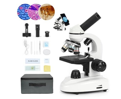 Microscope for Adults Students, 100X-2000X Metal STEM Microscope Kit