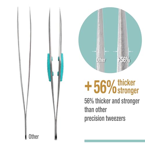 Beaditive High Precision Heavy-Duty Tweezers With Cushion - 4.7" Craft Tweezers for Sewing, Beading & DIY Crafts - Non-Serrated, Fine Point Tips - Stainless Steel Needle Nose Hobby Tweezers (Teal) - color: Teal