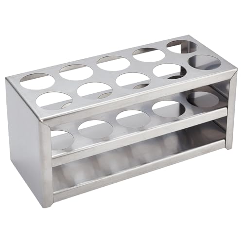 UNICRAFTALE 1 Set 304 Stainless Steel Multi-Use Cylinder Tube Display Racks Lab Supplies Round Holes Test Tube Holder Rectangle Test Tube Rack Hole 30mm for Classroom Lab 195x83x86mm - size: 19.5x8.3x8.6cm