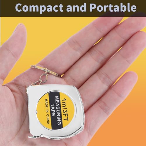 Construction Party Favors, 12 Pcs Mini Tape Measure Keychains, 3ft/1m Retractable Measuring Tape with Slide Lock, Pocket Tapes for Birthday Gift Bag Fillers - color: 12 Pcs Silver 1.5 Inch