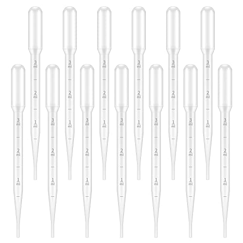 G2PLUS 100PCS 3ml Disposable Plastic Pipettes, Essential Oils Graduated Transfer Pipettes for Science Laboratory, Experiment, Essential Oils, Make up Tool - size: 3ML