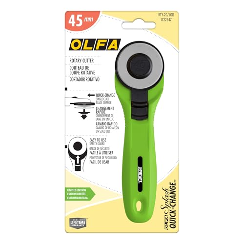 OLFA 45mm Quick-Change Rotary Cutter (RTY-2C/LGR) - Tungsten Steel, Lime