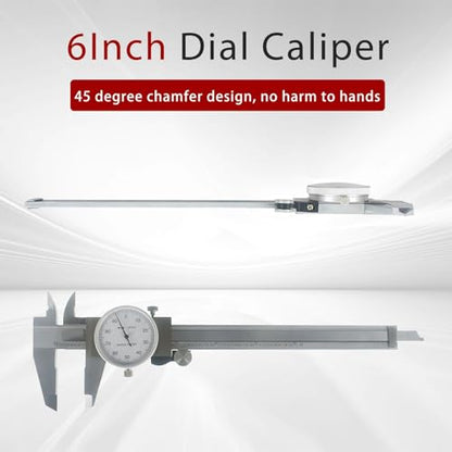 findmall 6" Dial Caliper 0.001 Caliper Measuring Tool 4-Way Measurement