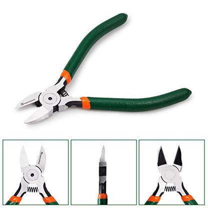 SPEEDWOX Precision Side Cutter 5 Inch Mini Flush Cutters Diagonal Wire Cutting Pliers with Spring Functional Precision Tools for Cutting Electronics Wires Jewelry DIY and Handmade - size: 5"