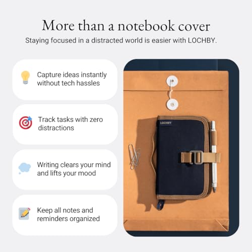 LOCHBY® Mini Field Journal | Water Resistant Waxed Canvas | Pen Loop | Included Tomoe River Notebook | Perfect for Travel, Art, Bullet Journal - color: Nautical, size: Pocket-size Hook