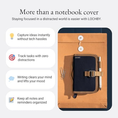 LOCHBY® Mini Field Journal | Water Resistant Waxed Canvas | Pen Loop | Included Tomoe River Notebook | Perfect for Travel, Art, Bullet Journal - color: Nautical, size: Pocket-size Hook
