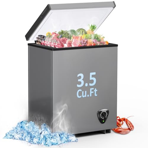 LifePlus Chest Freezer - 3.5 Cubic Feet Compact Deep Freezer Small Freezer 7 Adjustable Temperature with Removable Basket, Energy Saving Super Quiet for Garage, Office, Kitchen, or Apartment, Gray - color: Gray 1