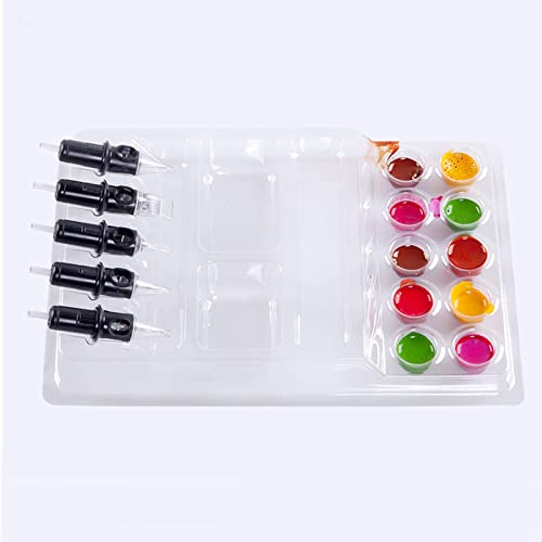Zetiling 25pcs Tray, Plastic Disposable Ink Cup Tray Pigment Holder, Wide Range Of Applications, Ink Cup Design, Portable Plastic Material, Hold Ink and Needle