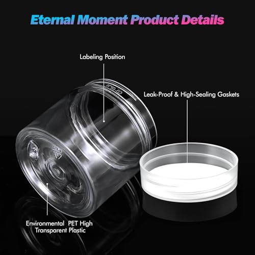 Eternal Moment 36 Pack 2 OZ Plastic Jars Clear Cosmetic Container with Lids - color: Clear Lid, size: 2 Ounce