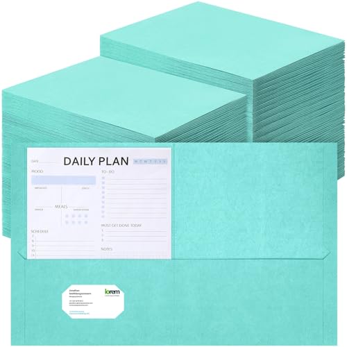 Harloon 75 Pack Light Blue Two Pocket Paper Folders Bulk, Letter Size - color: Light Blue