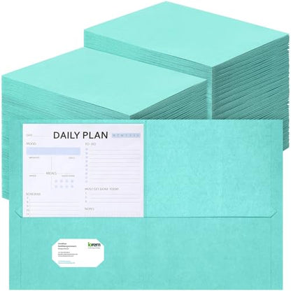Harloon 75 Pack Light Blue Two Pocket Paper Folders Bulk, Letter Size - color: Light Blue