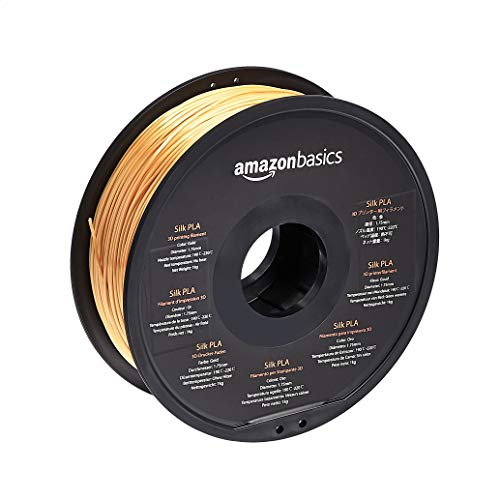 Amazon Basics Silk PLA 3D Printer Filament for 3D Printing, 1.75mm, 1kg (2.2 lbs) Gold - color: Gold