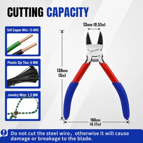 5" Small Wire Cutters Diagonal Cutting Pliers Flush Cutter - color: 5"- 1 Pack