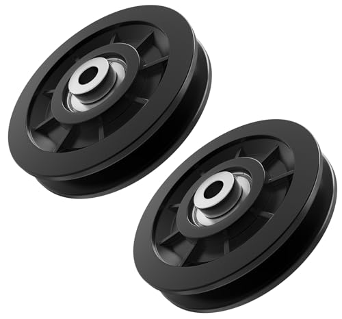 90mm/3.5" Nylon Bearing Gym Pulley Wheel, Universal Exercise Replacement Pulleys for Home Gym Equipment Parts, Cable Machine Accessories, Garage Door Pulley System - color: Black-2pcs