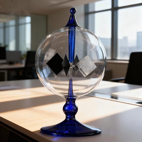 Blue Solar Power Radiometer Sun Light Energy Crookes Spinning Vanes Glass Windmill Gift Home Desk Decoration