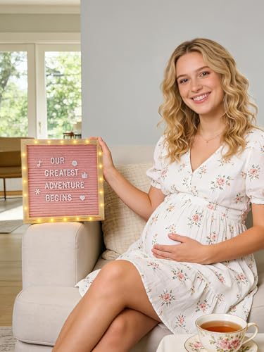 Aulock 10×10" Light up Felt Letter Board with Changeable Letters & Tripod - color: Pink