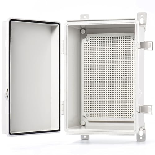QILIPSU Junction Box IP67 Waterproof Plastic Electrical Enclosure Outdoor Weatherproof Project Electric Box with Mounting Plate, Wall Brackets, Hinged Grey Cover 11.2"x7.7"x5.1" - color: Grey Cover, size: 11.2"x7.7"x5.1"