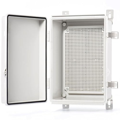 QILIPSU Junction Box IP67 Waterproof Plastic Electrical Enclosure Outdoor Weatherproof Project Electric Box with Mounting Plate, Wall Brackets, Hinged Grey Cover 11.2"x7.7"x5.1" - color: Grey Cover, size: 11.2"x7.7"x5.1"