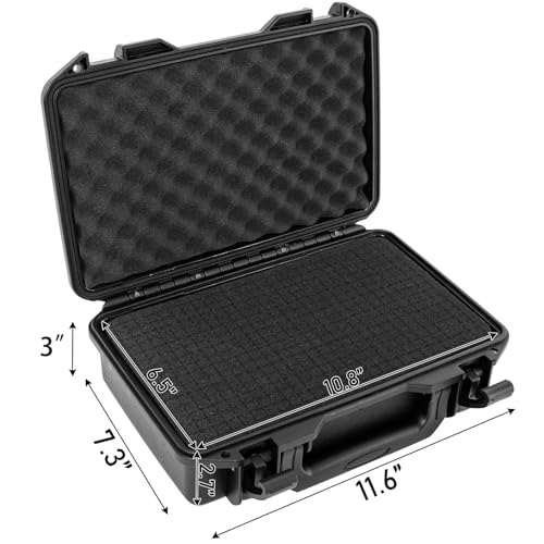 TORIBIO Hard Carrying Case with Foam,Shockproof Storage Box 10.8"x6.5"x2.7" - size: 10.8" x 6.5" x 2.7"