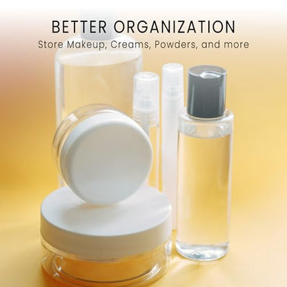 50 New Empty 5 Grams Acrylic Clear Round Jars - BPA Free Containers for Cosmetic, Lotion, Cream, Makeup, Bead, Eye shadow, Rhinestone, Samples, Pot, Small Accessories 5g/5ml (GREEN LID)