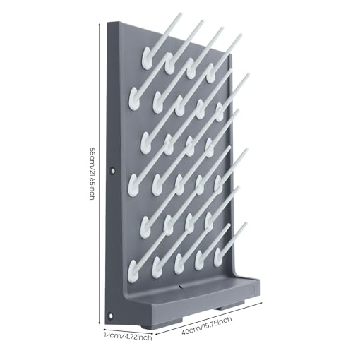 2 Pcs Lab Drying Rack, 27 Pegs Drying Rack for Lab Glassware and Bottles, Wall Mounted Lab Supply Pegboard Bench, Laboratory Draining Dryer Stand for Countertop Detachable PP Test Tube Drying Rack - color: Gray, size: 2Pcs-27 Pegs