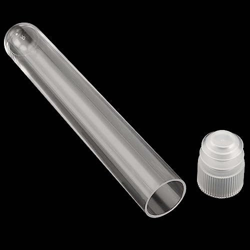 JAPCHET 250 PCS 10 ML Plastic Test Tubes, 16 x 100 MM Clear Test Tubes with Cap Test Tubes Bulk for Experiments and Party Storing - size: 250 Pack 10 ml