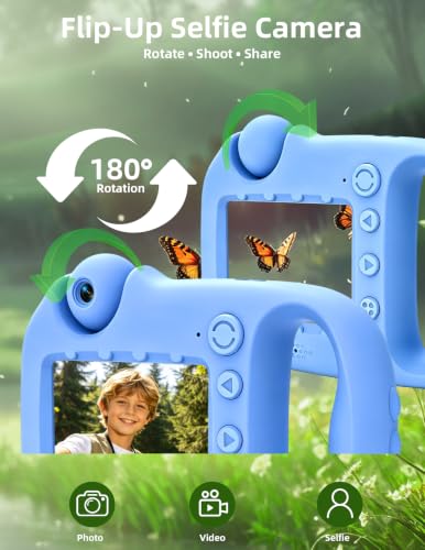 Kids Microscope Camera, 1000X Digital Microscope with Flip-Up Camera - color: Blue